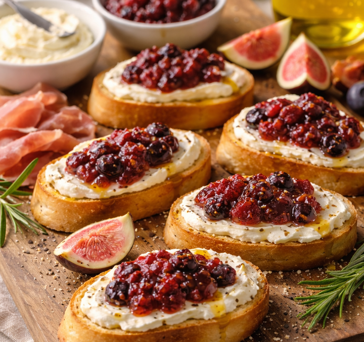 Savory Fig & Raspberry Crostini