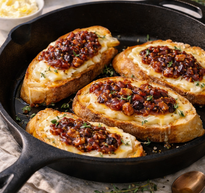 Rustic Fig & Apple Skillet Toast